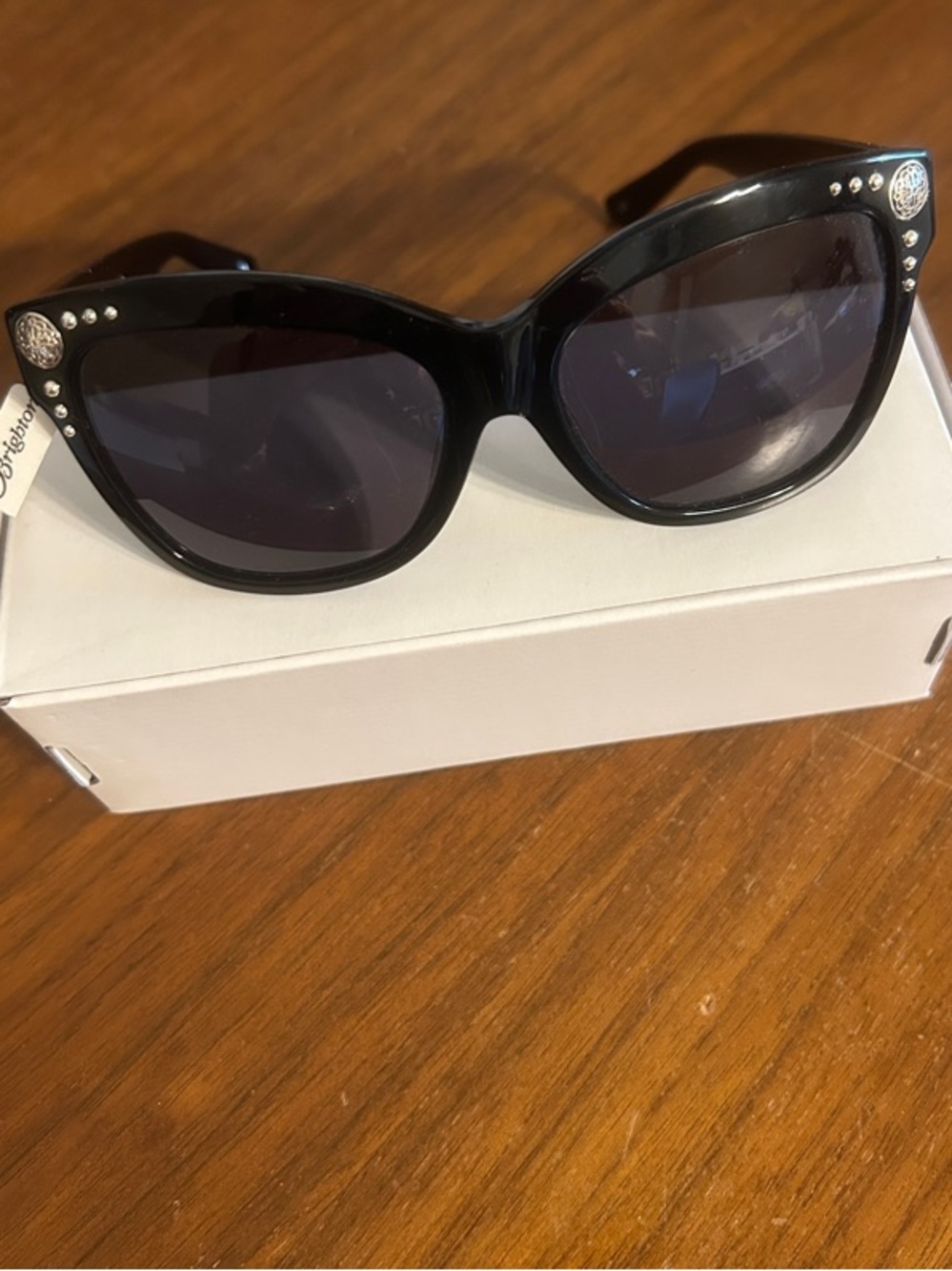 Brighton Black Cat-Eye Sunglasses with Silver Rhinestone Accents. 0064